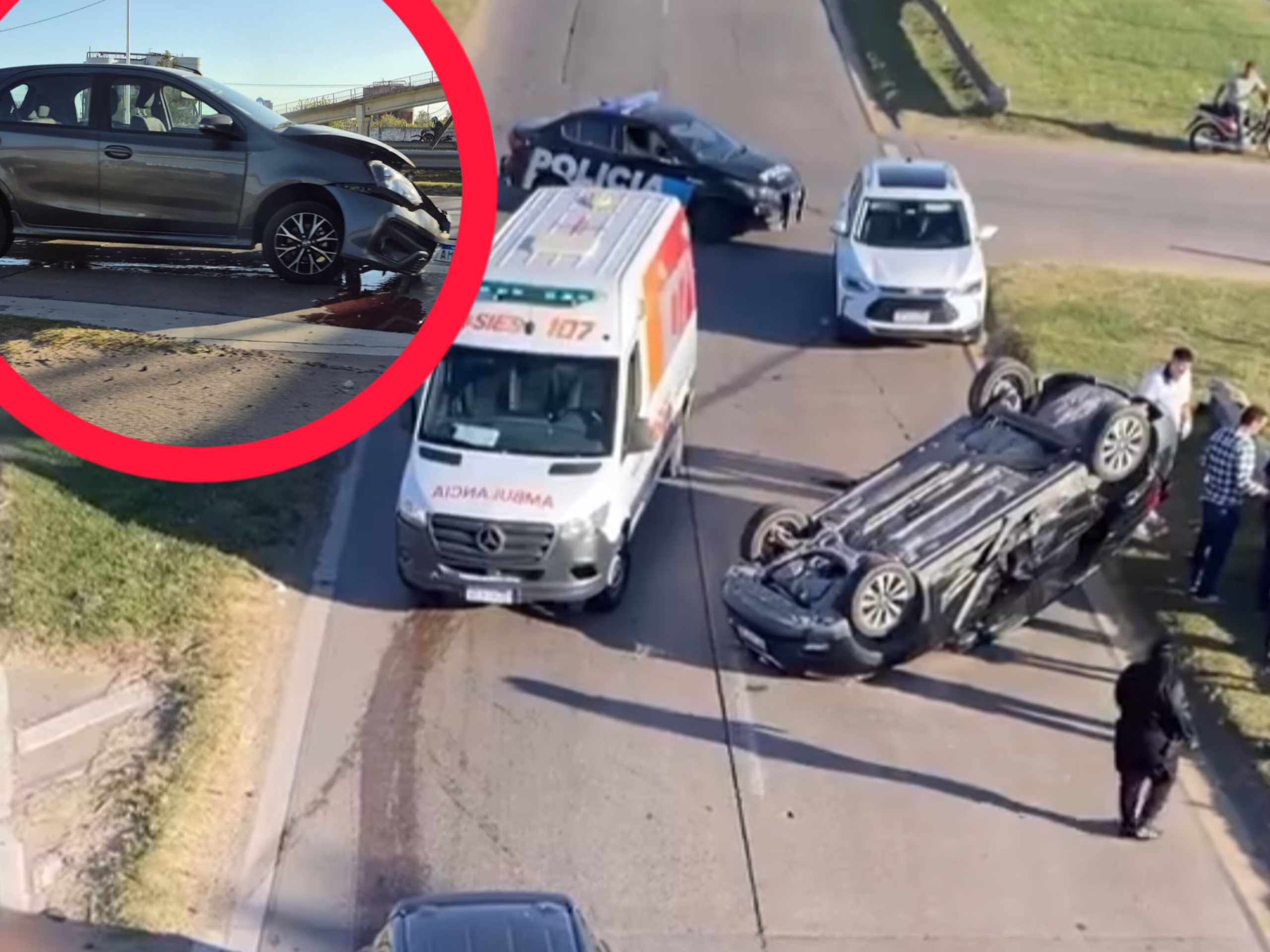 Accidente y vuelco en Circunvalación