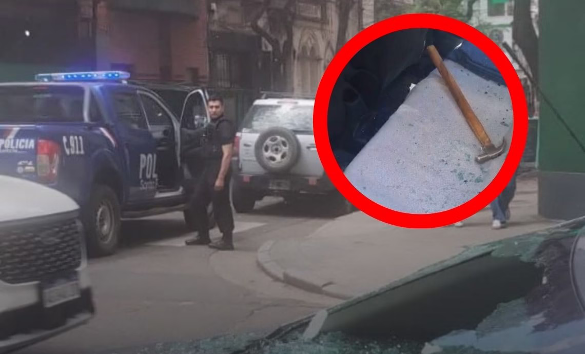 ROSARIO: un martillo cayó desde una obra y reventó la luneta de un auto 😳🔨